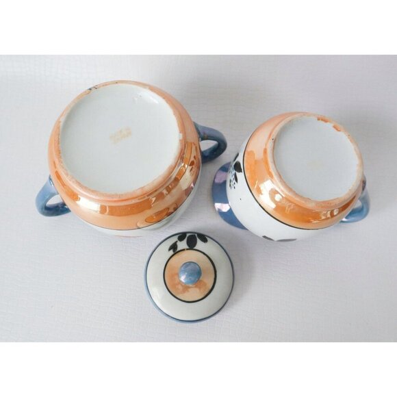 Vintage Luster Ware Teapot Creamer & Sugar With Lid Lusterware - Picture 5 of 8